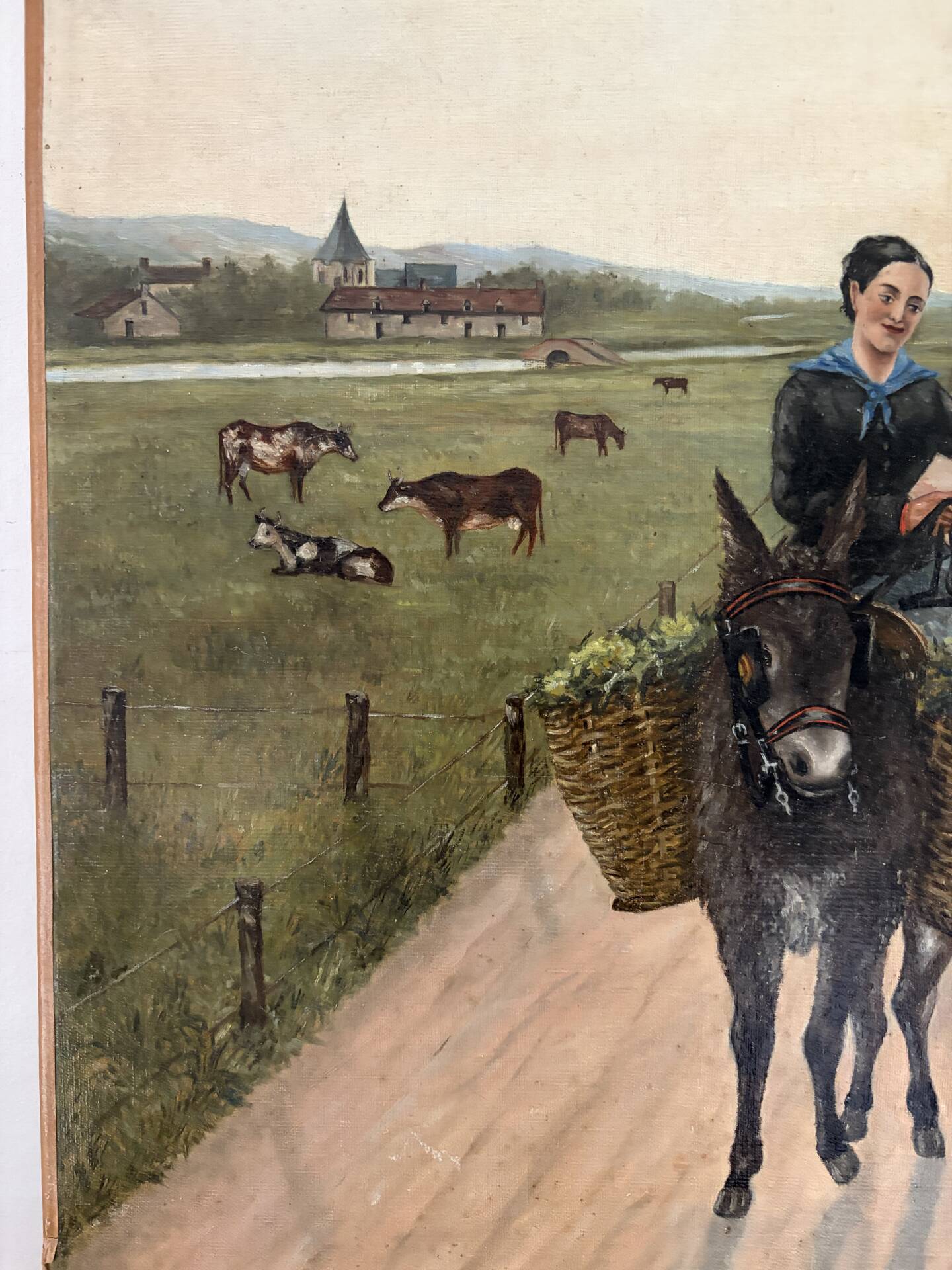 Woman with Donkey, oil on canvas signed 1886