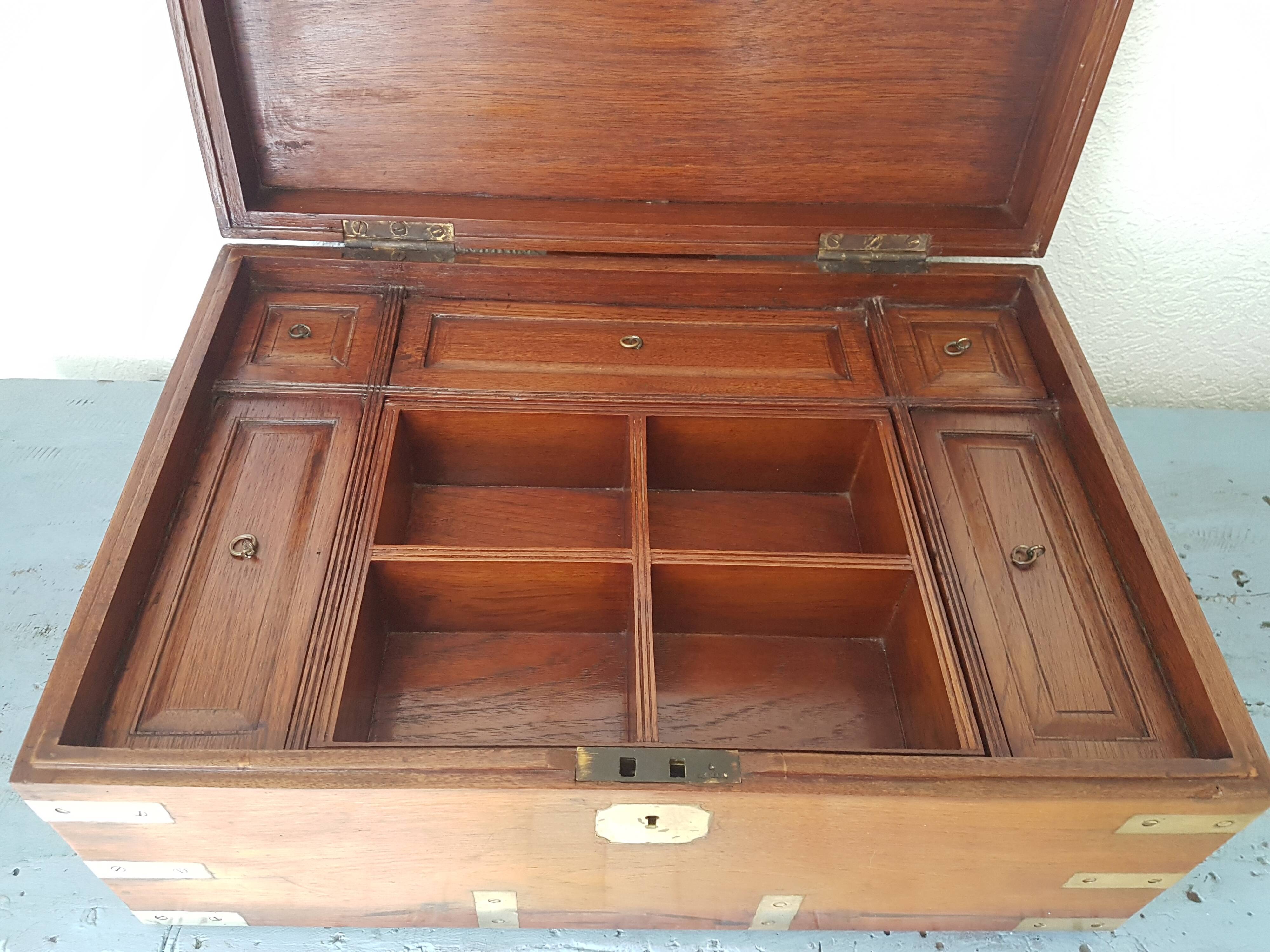 Marine trunk travel cabinet period 19th wood and brass