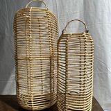 Large lantern-shaped rattan pendant lamp H50 D24