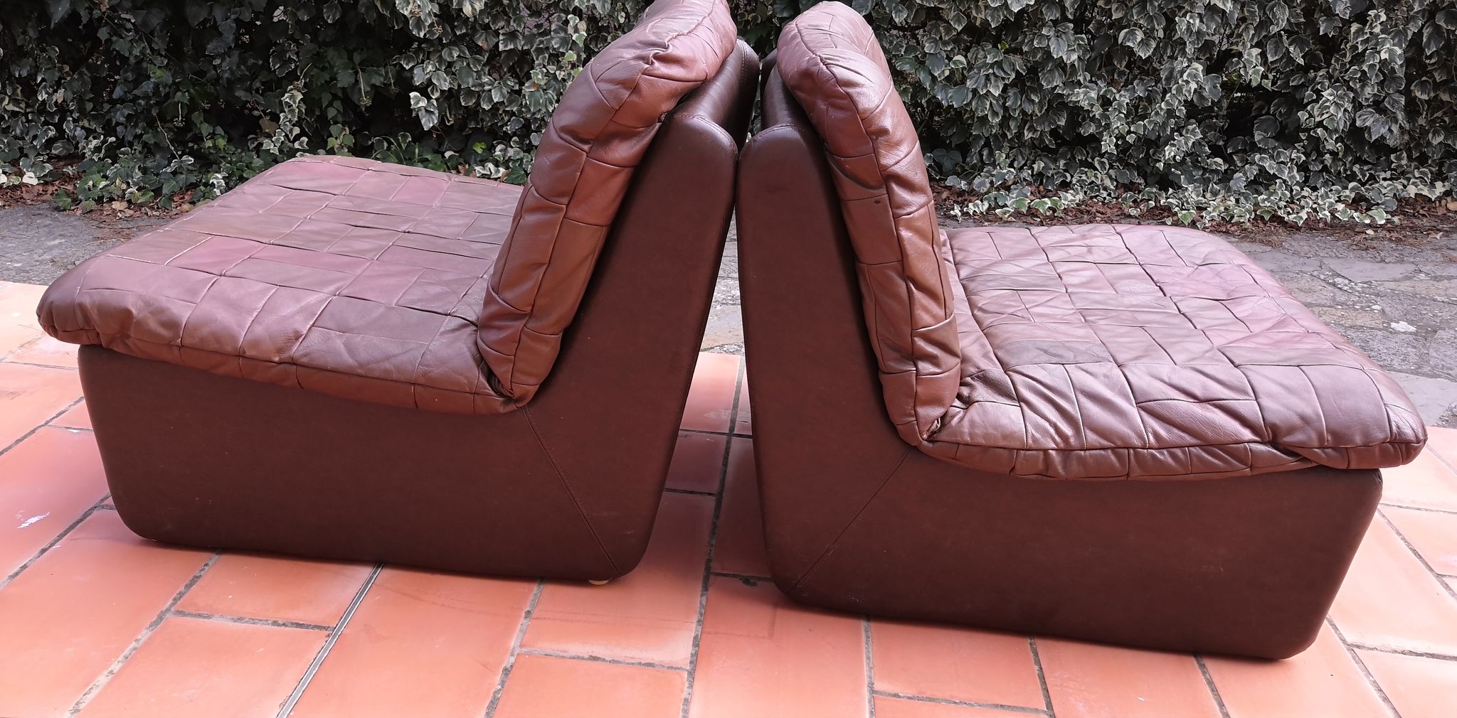 Tranas Sweden patchwork leather heaters by OVERMAN, 1970 Set of 2