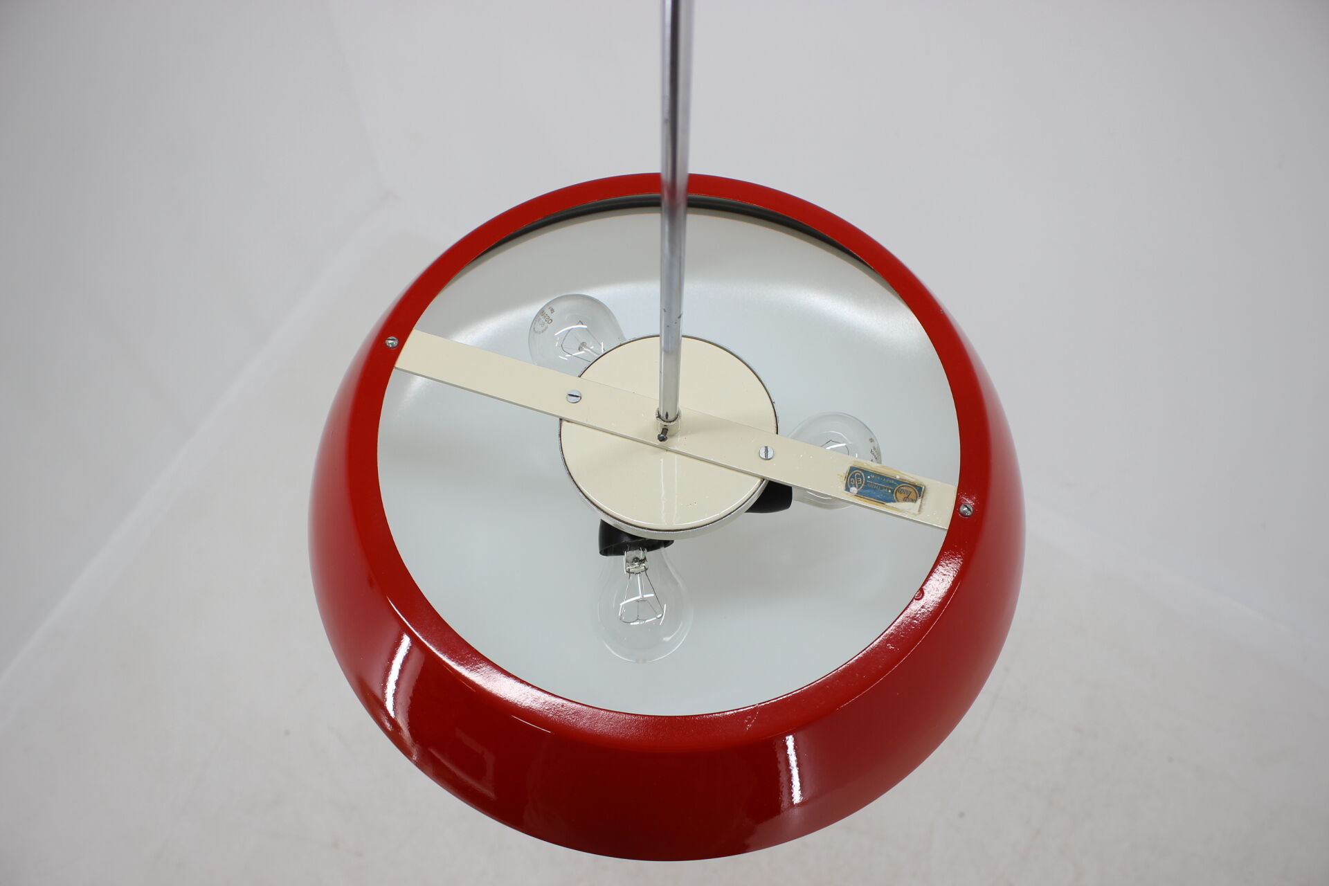 Mid-century red chandelier, Napako, 1970