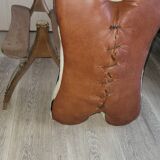 Cowhide and wood stool
