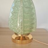 Art Deco Skyscraper in green Clichy glass mounted as a touch lamp