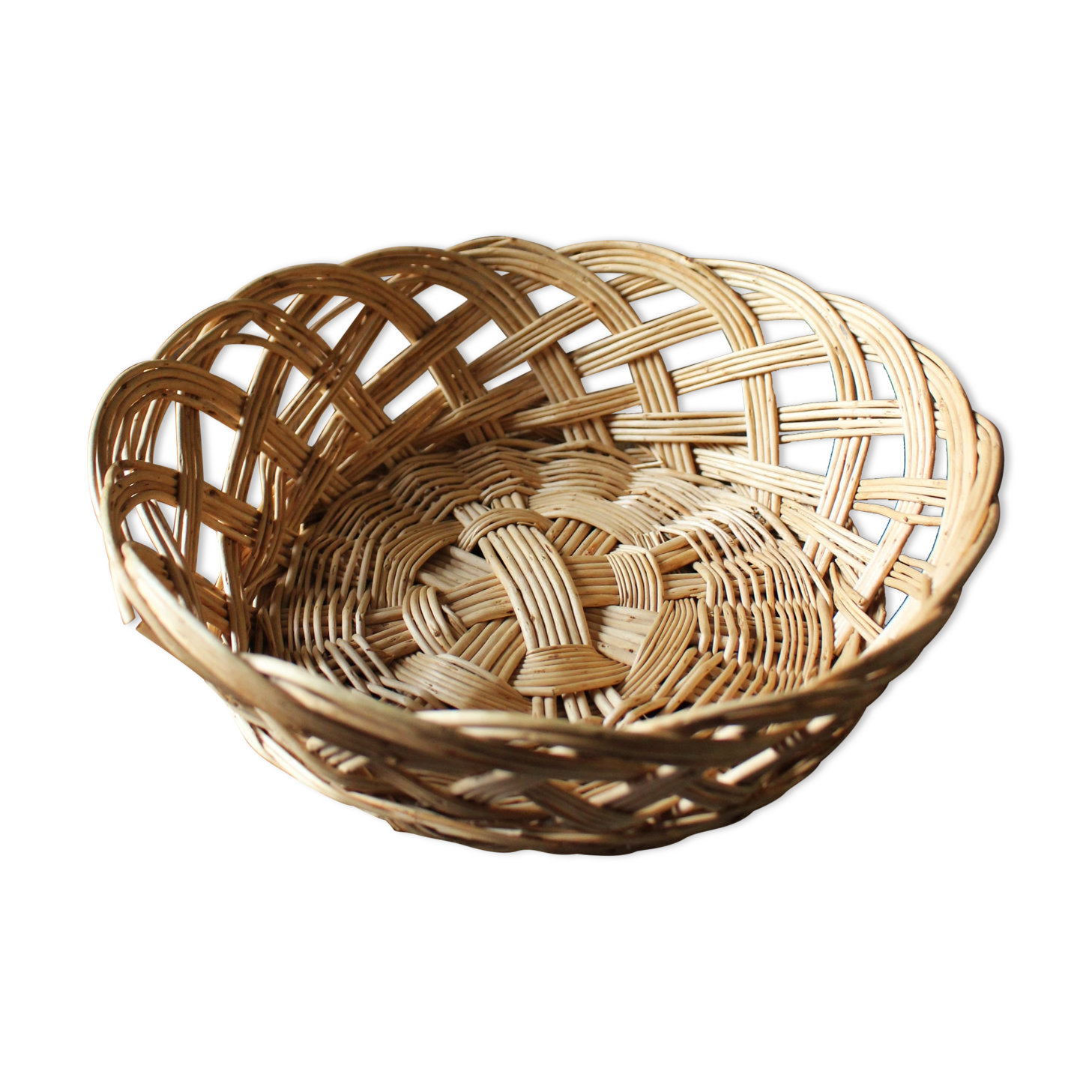 Basket basketry vintage round wicker openwork twists