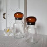 Pair of vintage Belgian glass pharmacy jars from the 1970s, very decorative