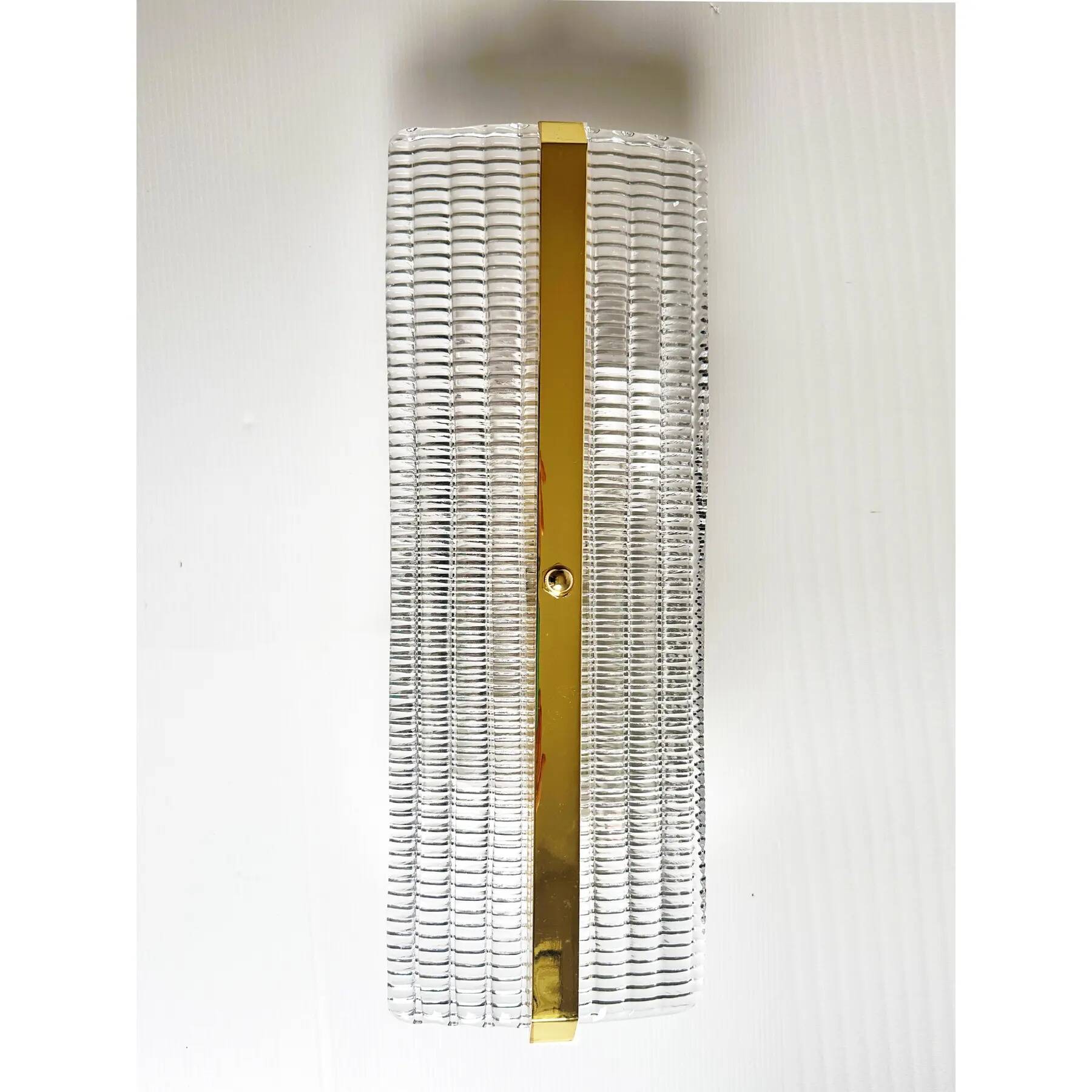 Stylish Gold Diamanted Rectangular Murano Glass Wall Sconces Two Piece Set