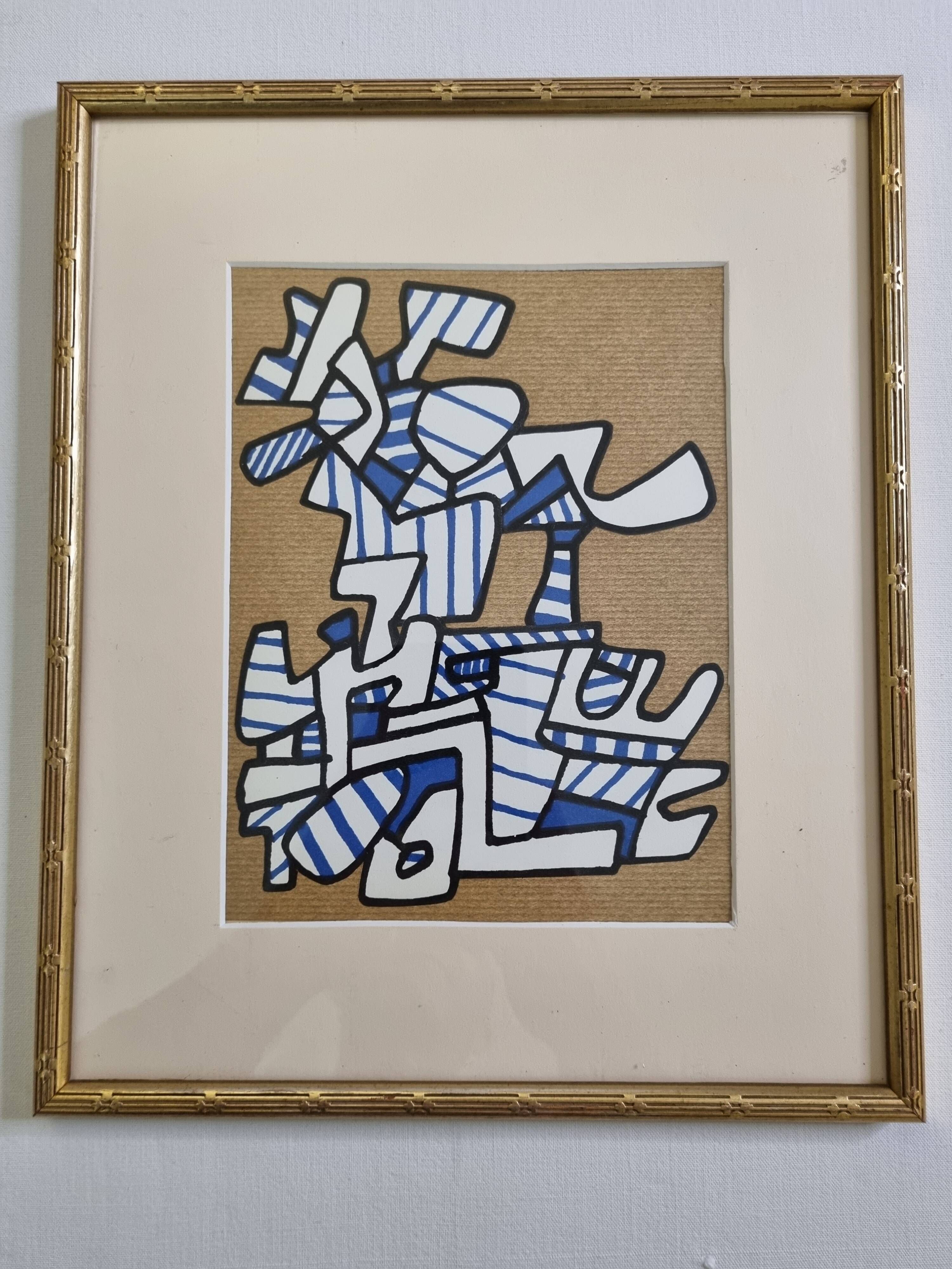 Screenprint after Jean Dubuffet framed under glass 27 cm by 32 cm