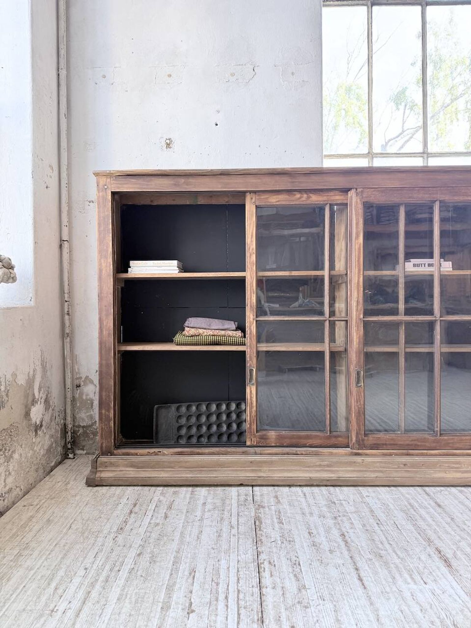 XXL industrial sideboard with glass doors