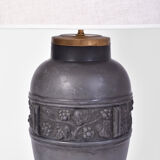 Black ceramic vegetable pattern lamp, 1930s.