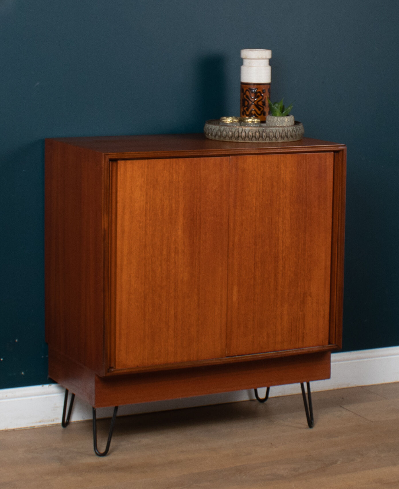 Retro teak 1960s g plan form five sideboard cabinet on hairpin legs