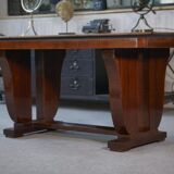 Art Deco mahogany veneer table in the style of Jules Leleu, 1930s