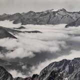 Panoramic photograph of the Pyrenees signed Alix, 49x35 cm framed.