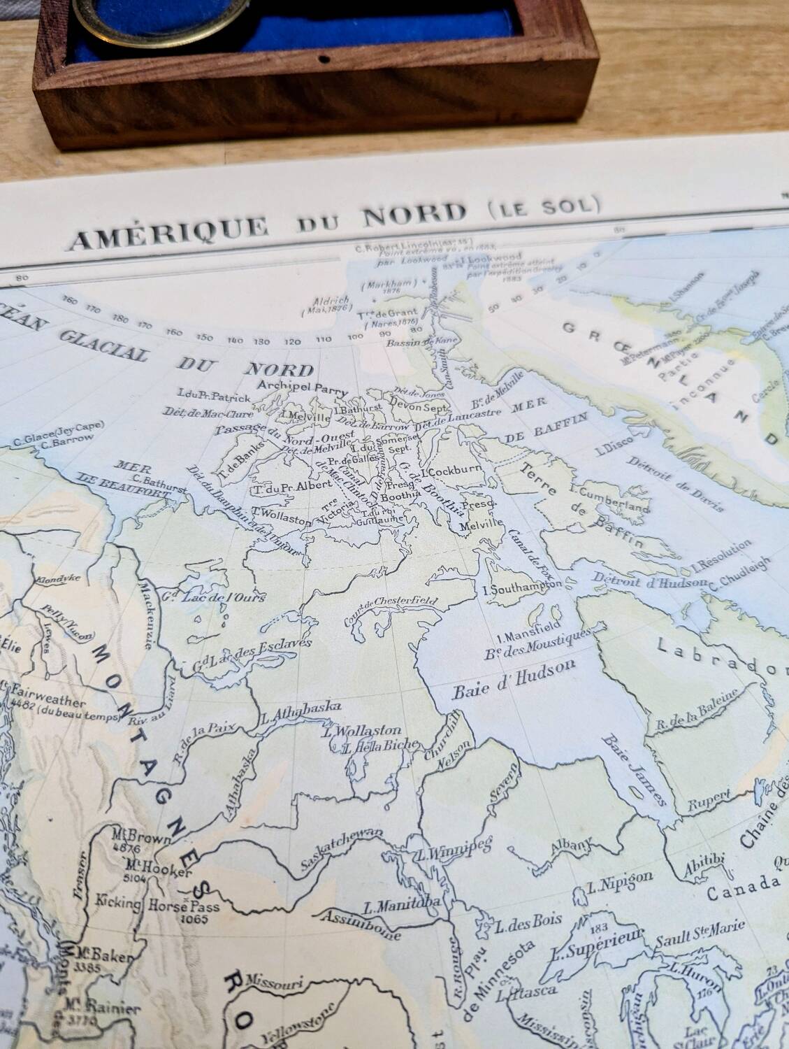 North America. Geographical map printed in 1900.