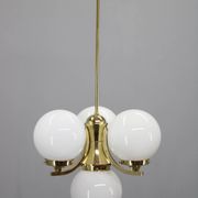 Art Deco brass chandelier with opaline glass, Czechoslovakia, 1930s