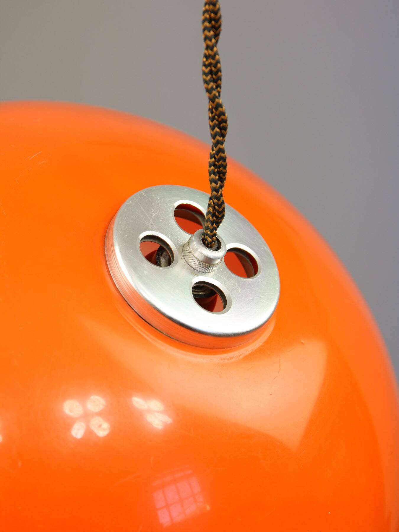 Italian Orange Acrylic Glass Pendant Lamp, 1970s