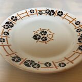 Cinq anciennes assiettes plates faïence année 30 modèle nymphéas