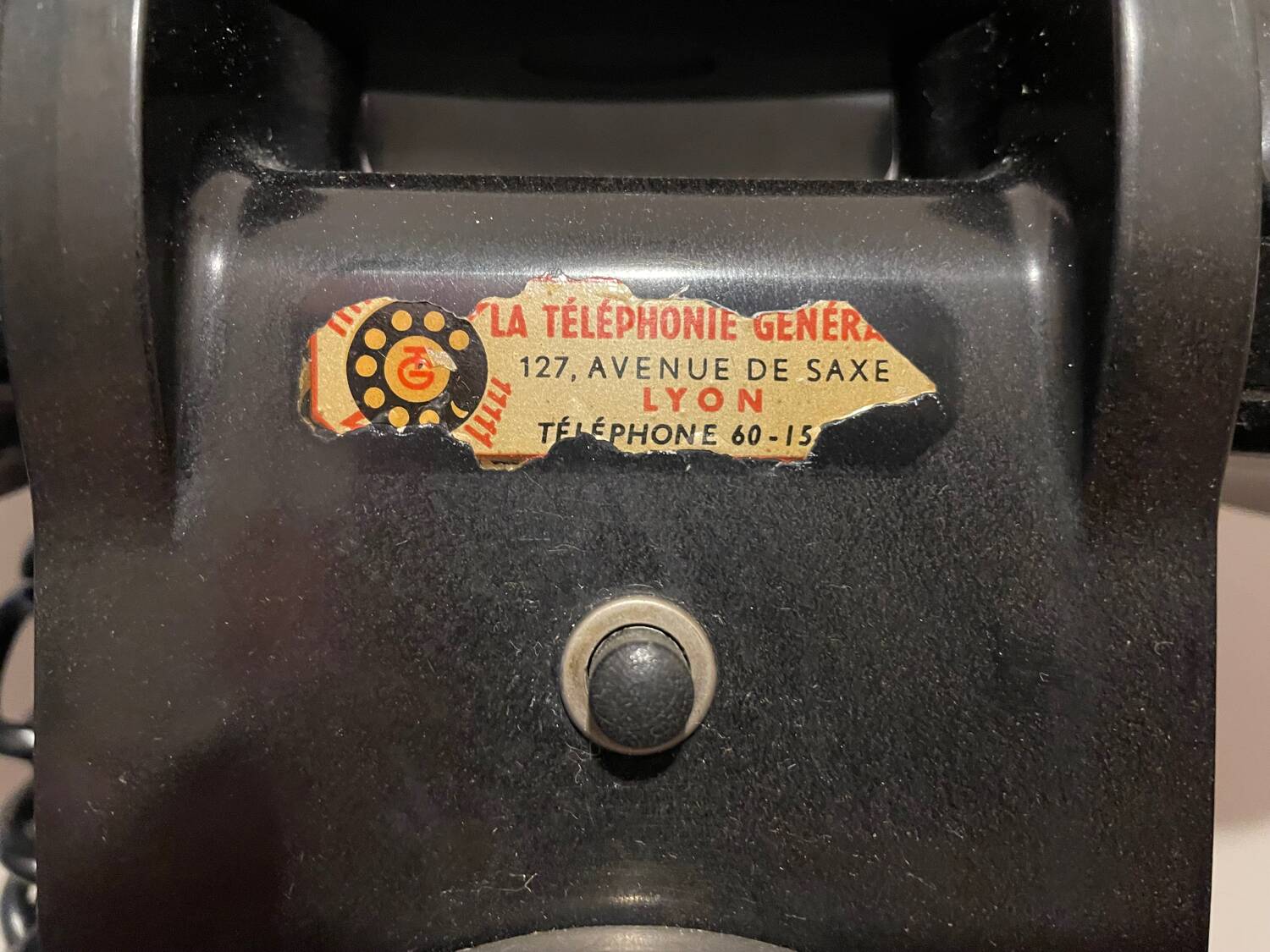 Old Ericsson wall telephone in black bakelite