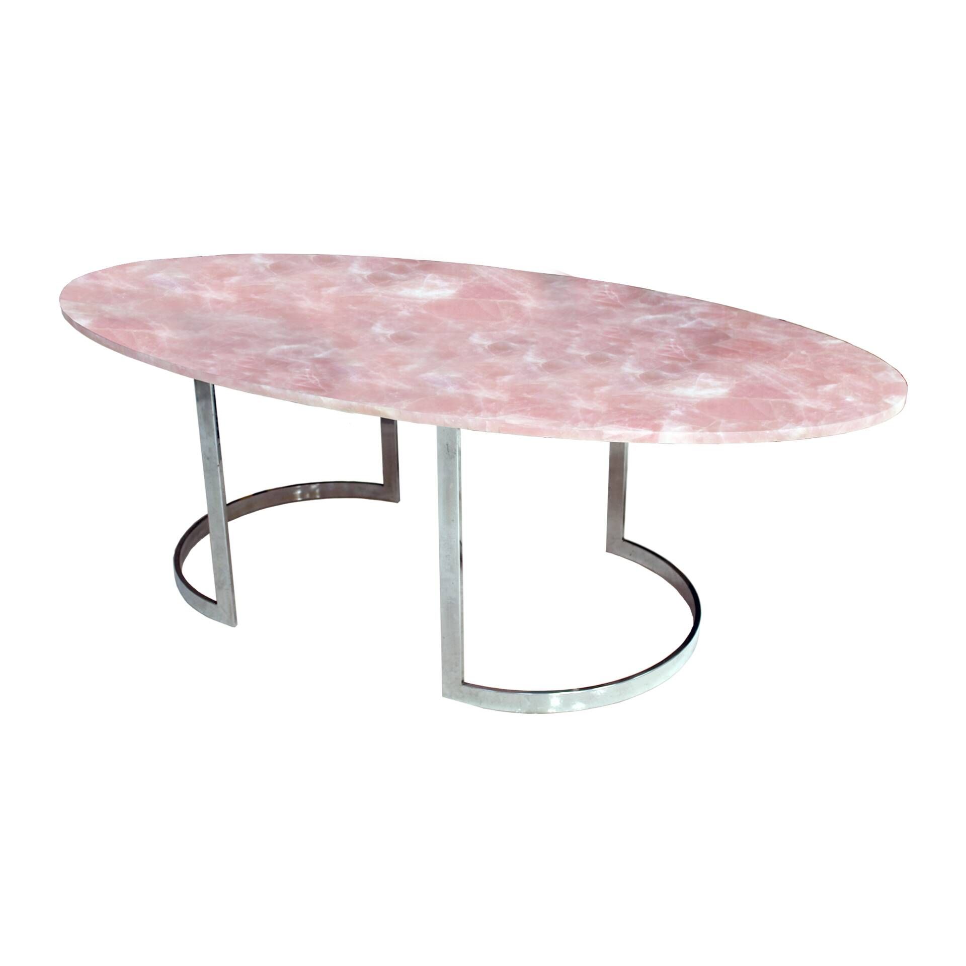 Contemporary Dining Table Made of Rose Quartz Designed by L.A. Studio