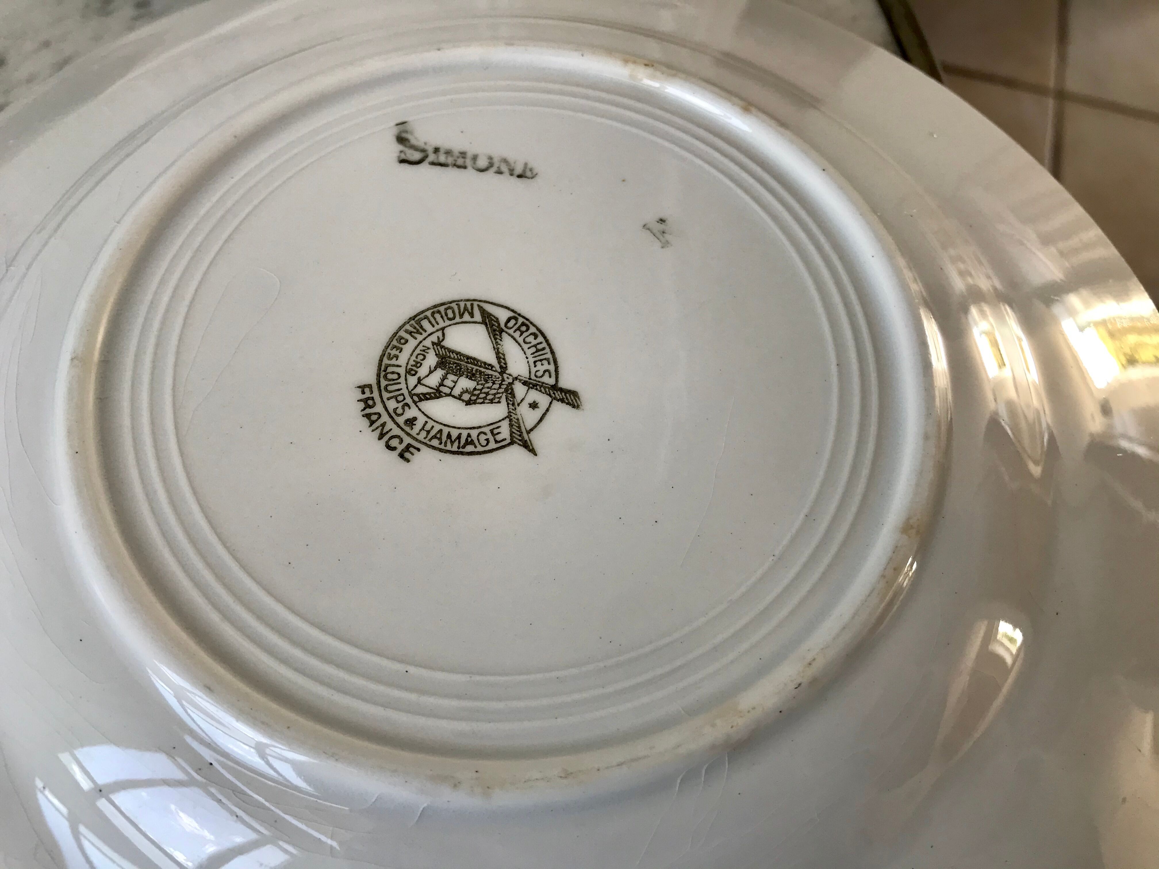 Set of 6 flat plates mismatched Digoin Sarreguemines and Gien years 30-40