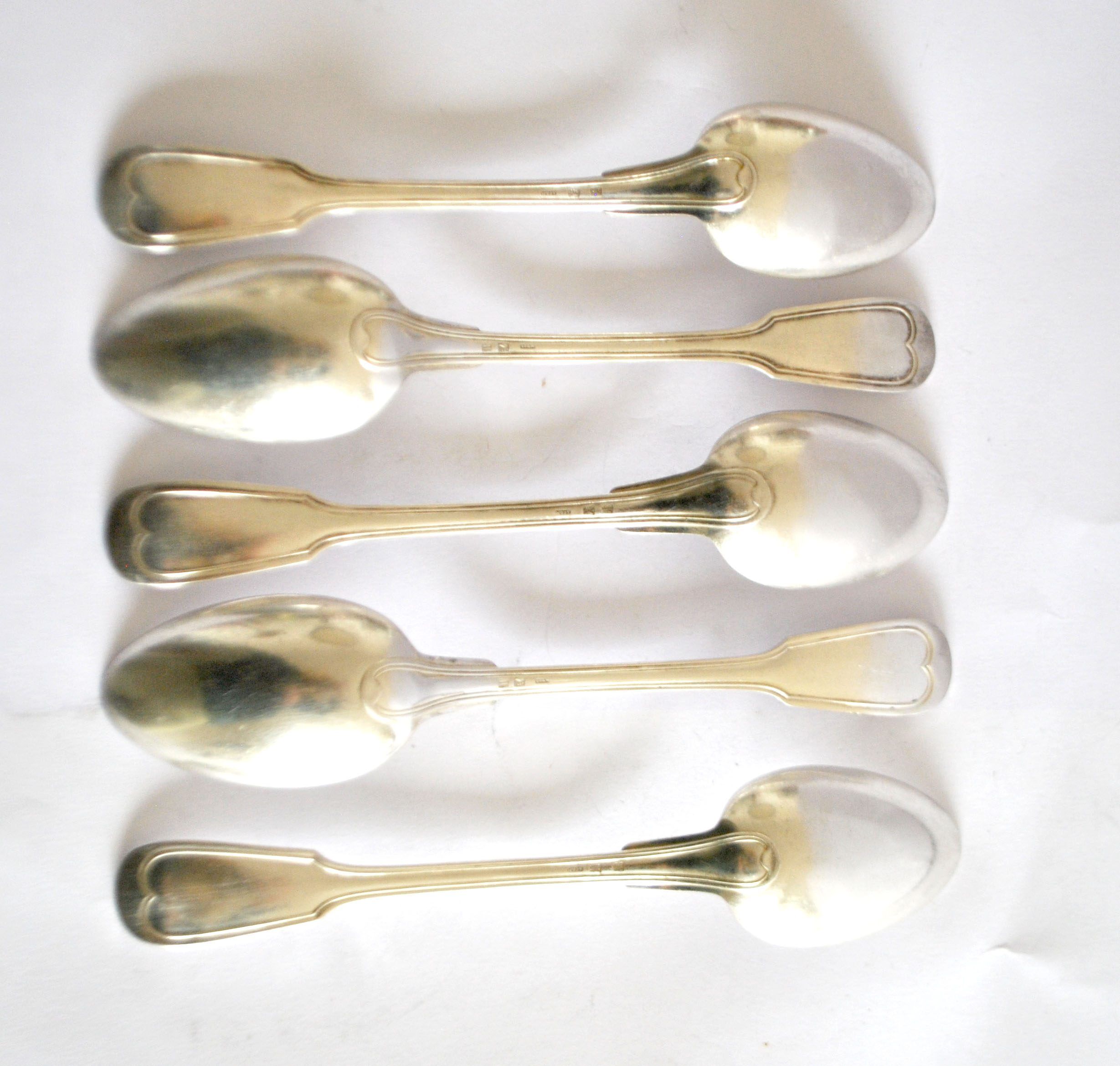 SFAM set of 5 CHINON silver-plated table spoons, antique style, 21cm