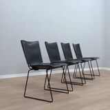 Leather stacking chairs by Toyoda Hiroyuki for ICF 1980s, set of 4