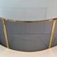 Curved Three-Panel Fire Screen in Polished Brass and Black Grille, in Style of