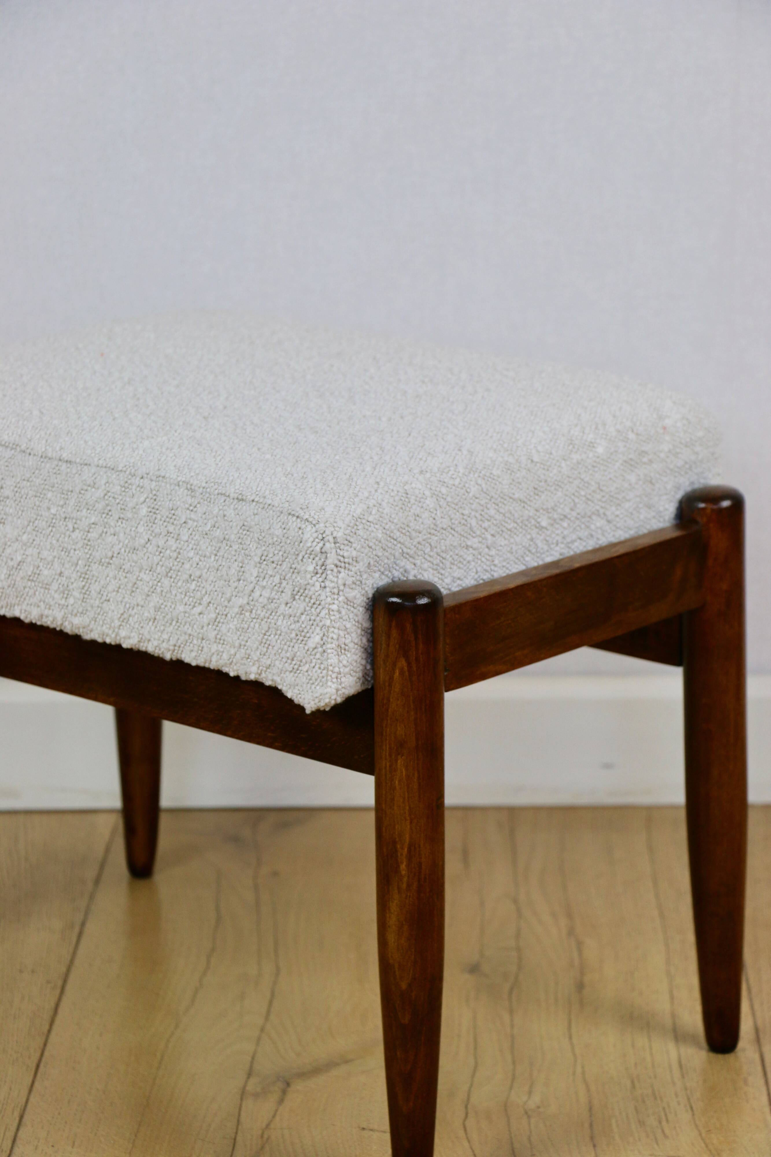 Edmund Homa stool, cream ivory white boucle seat - 2 pieces available