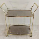 Serves golden trolley bar with wheels, in golden brass of the 80'S