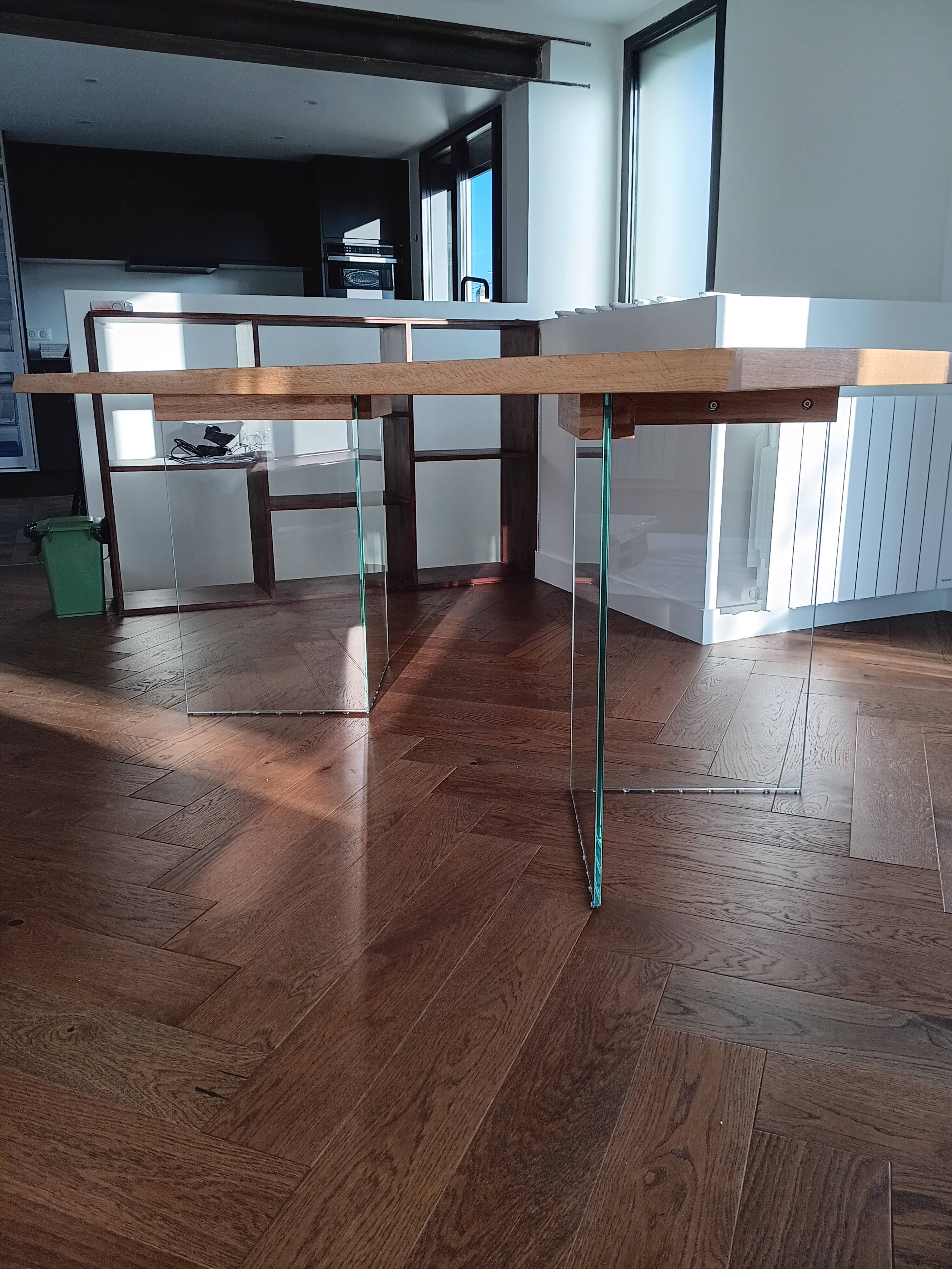 Kave Home table – "Lotty" model Oak & glass – in perfect condition