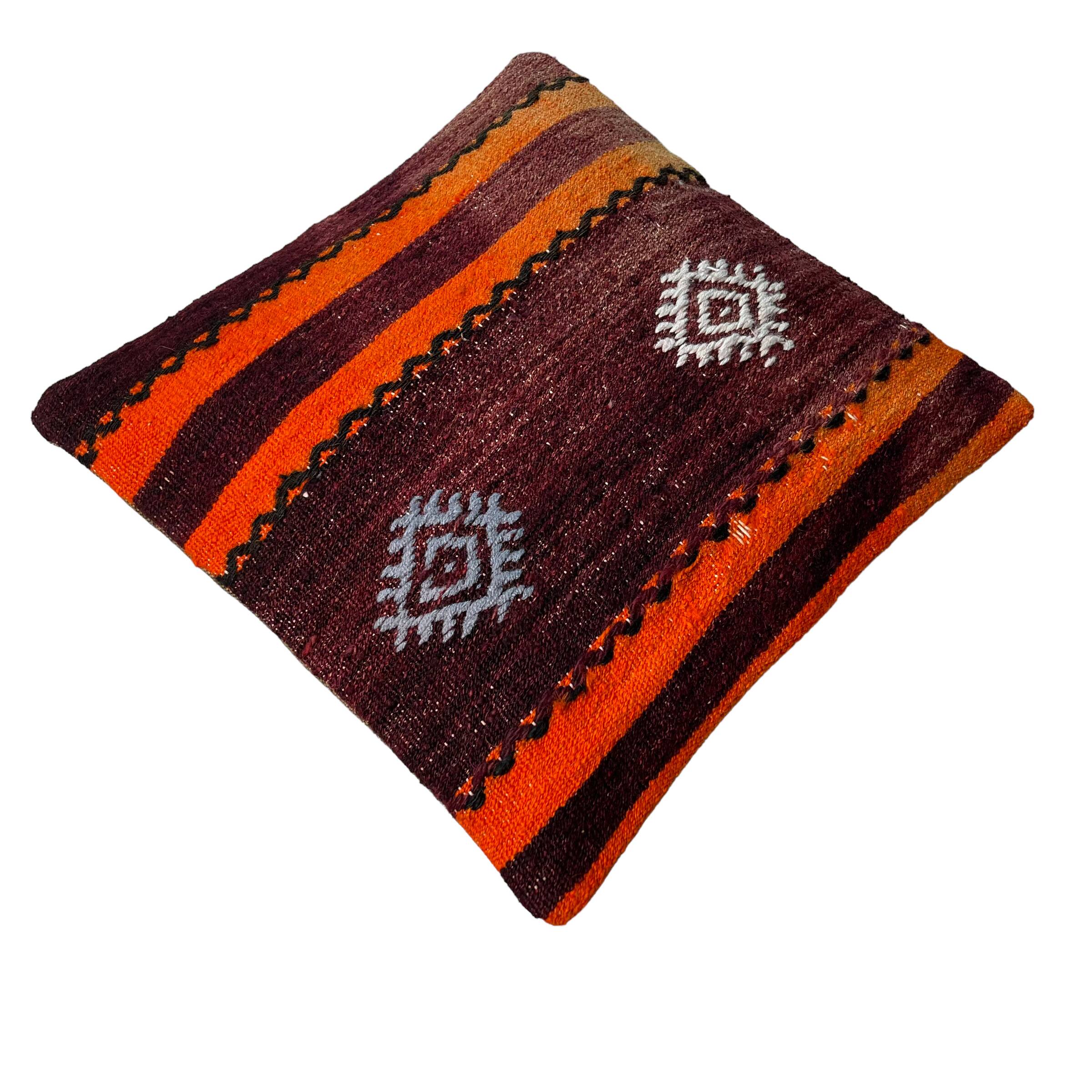 Vintage turkish kilim cushion cover , 40 x 40 cm