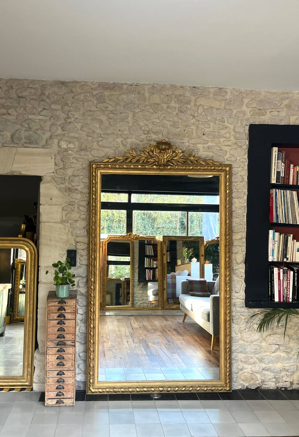 Masterpiece mirror 233cm/134.5cm gilded with gold leaf, Napoleon III period