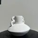Artisanal terracotta vase painted white with double handles H:16 D:20