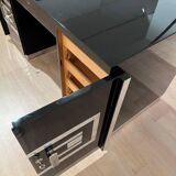 Art Deco Desk in Black Lacquer, Walnut & Metal, France, 1930s-1940s