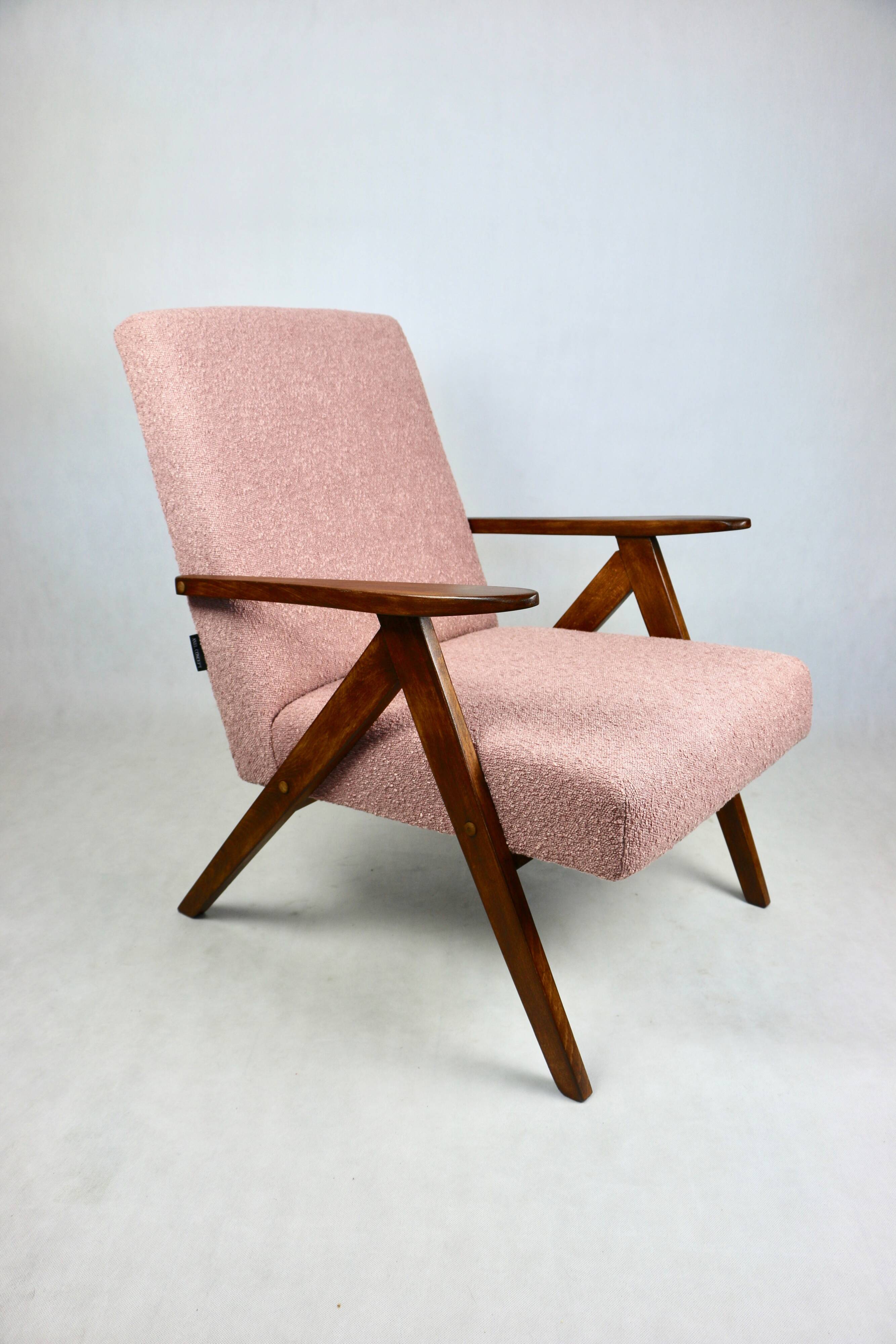 Vintage armchair B-310 VAR pink structural boucle 1970s - 2 pieces available