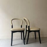 set of 2 chairs in ash and beige leather "Goteborg" by Gunnar Asplund for Cassina, design 1990
