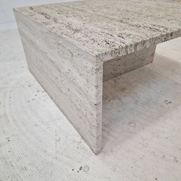 Table Basse Carrée en Travertin par Up & Up Italy, 1970s