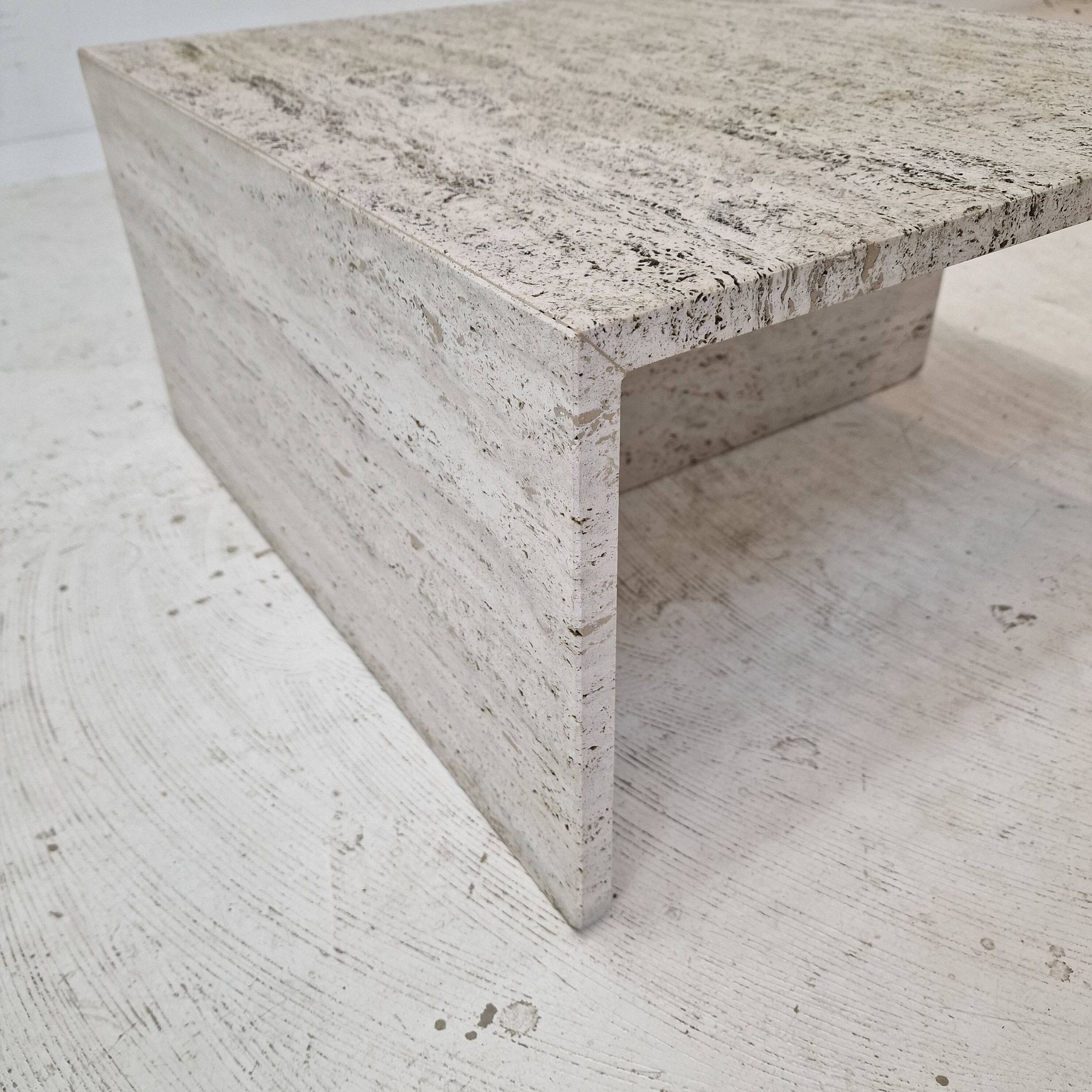 Table Basse Carrée en Travertin par Up & Up Italy, 1970s