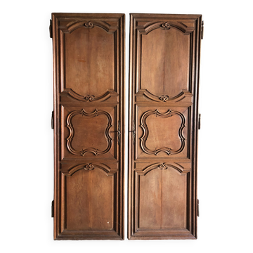 Pair of cupboard doors - Oak, late 18th century
