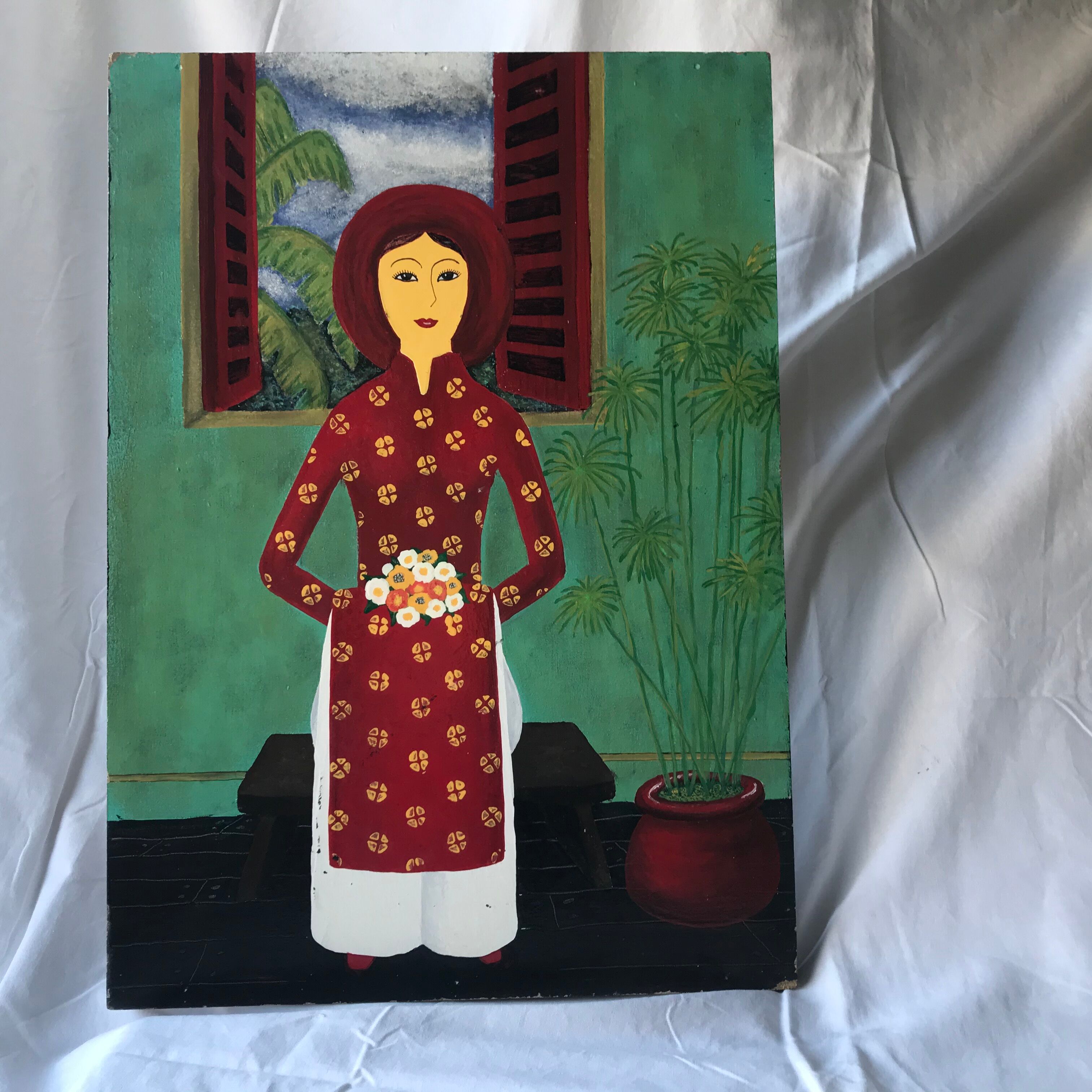 Painting oil Japanese interior scene
