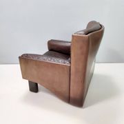 Comfortable Postmodern Brown Leather Armchair, Italy