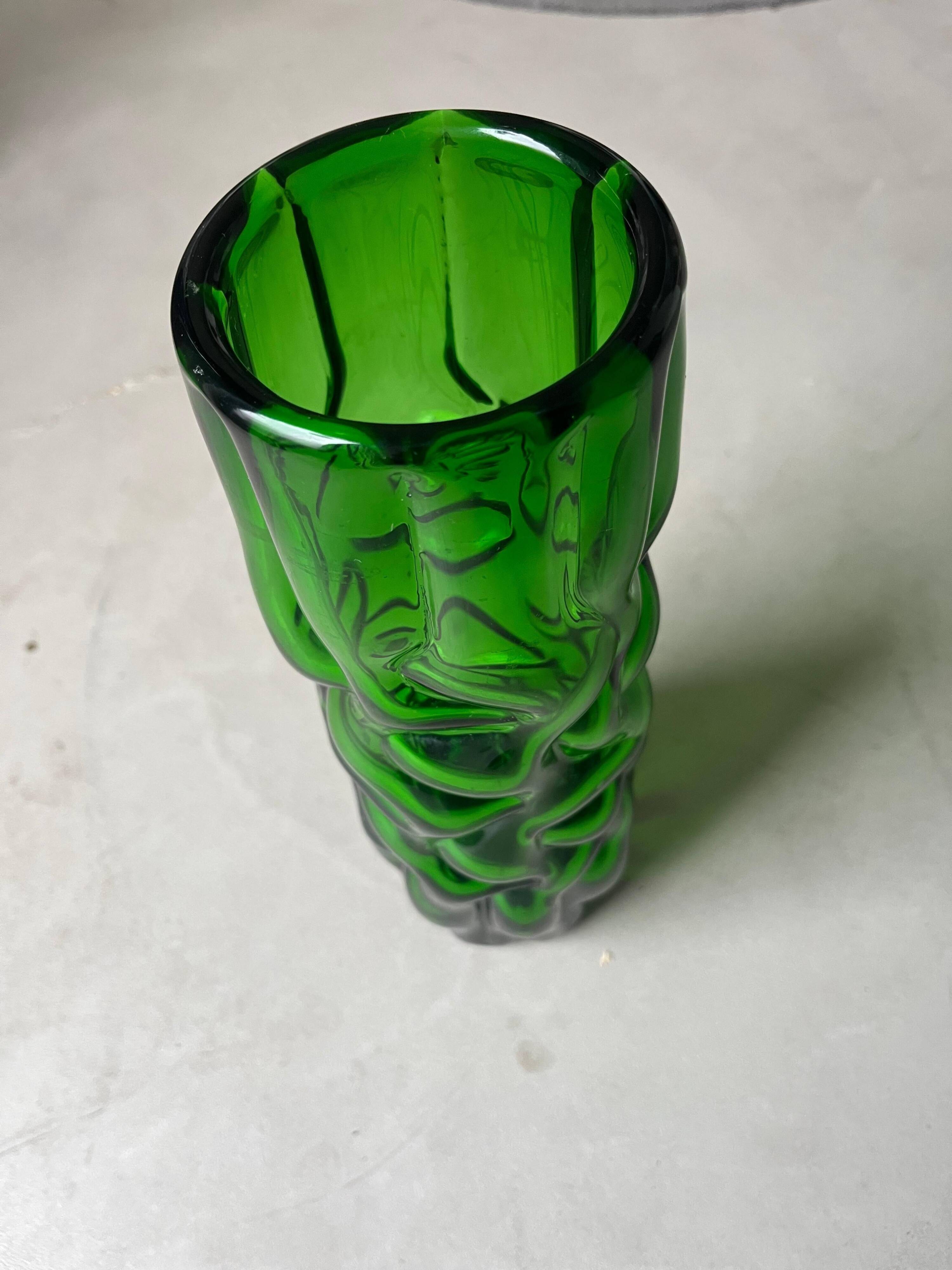 Vintage Murano vase , Emerald Green decorative made in Italy