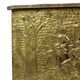 Large Repoussé Chest Coal Fireplace Brass Wood Early 20th Century