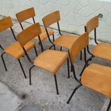Set of 6 wooden and iron chairs