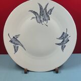 Large round dish decorated with ferns, marot limoges 41 cm