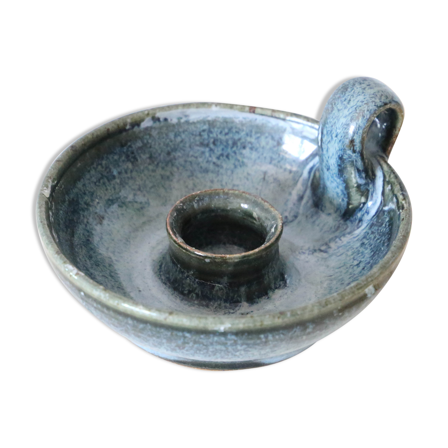 Candle holder, vintage pottery, Manziat, vintage