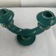 Art Deco candlestick in green and gold glazed ceramic, attributed to Vallauris