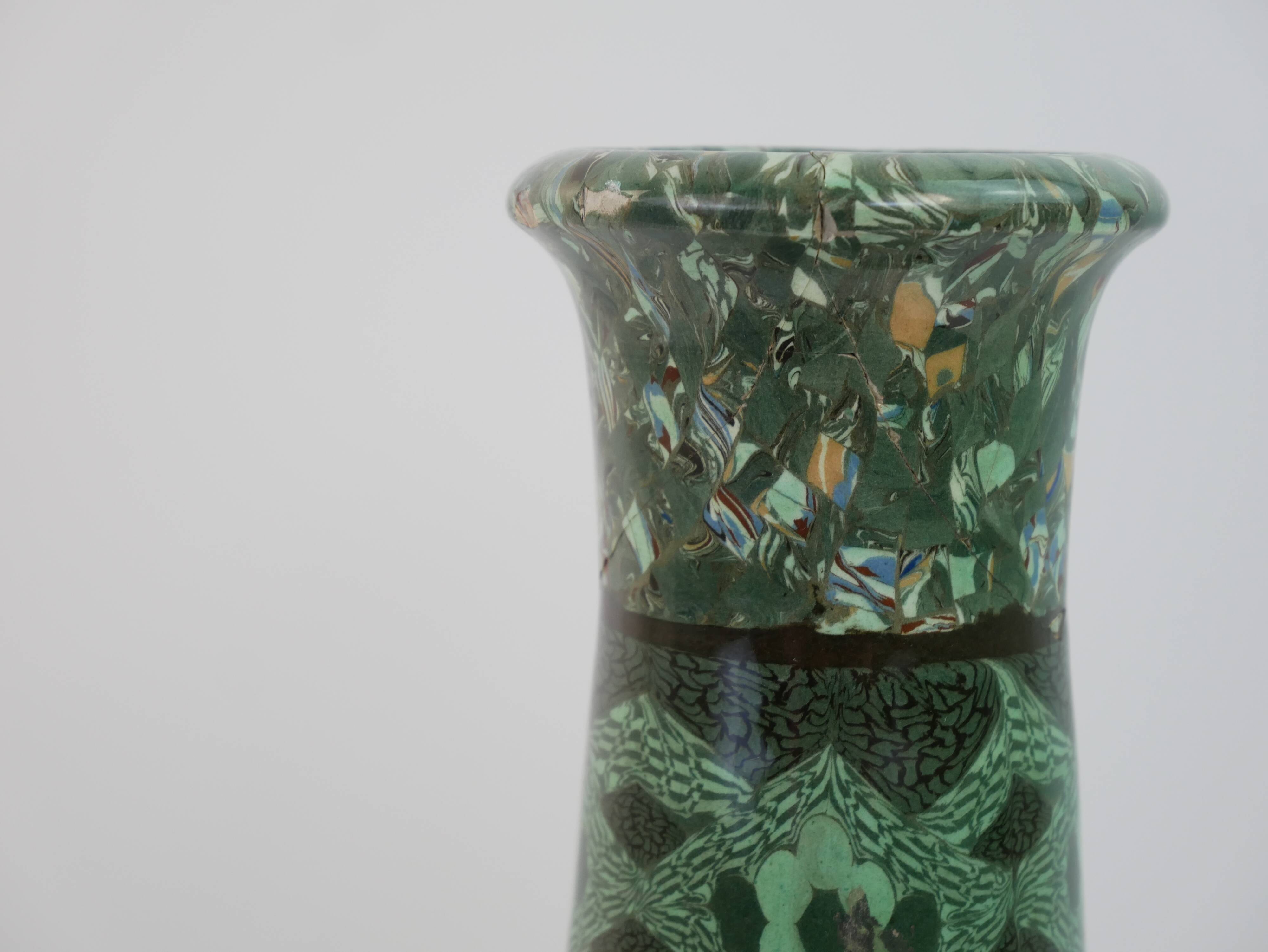 Grand vase en céramique terre-mêlée verte de Jean Gerbino Vallauris