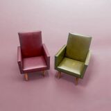Vintage children's armchair in green skai