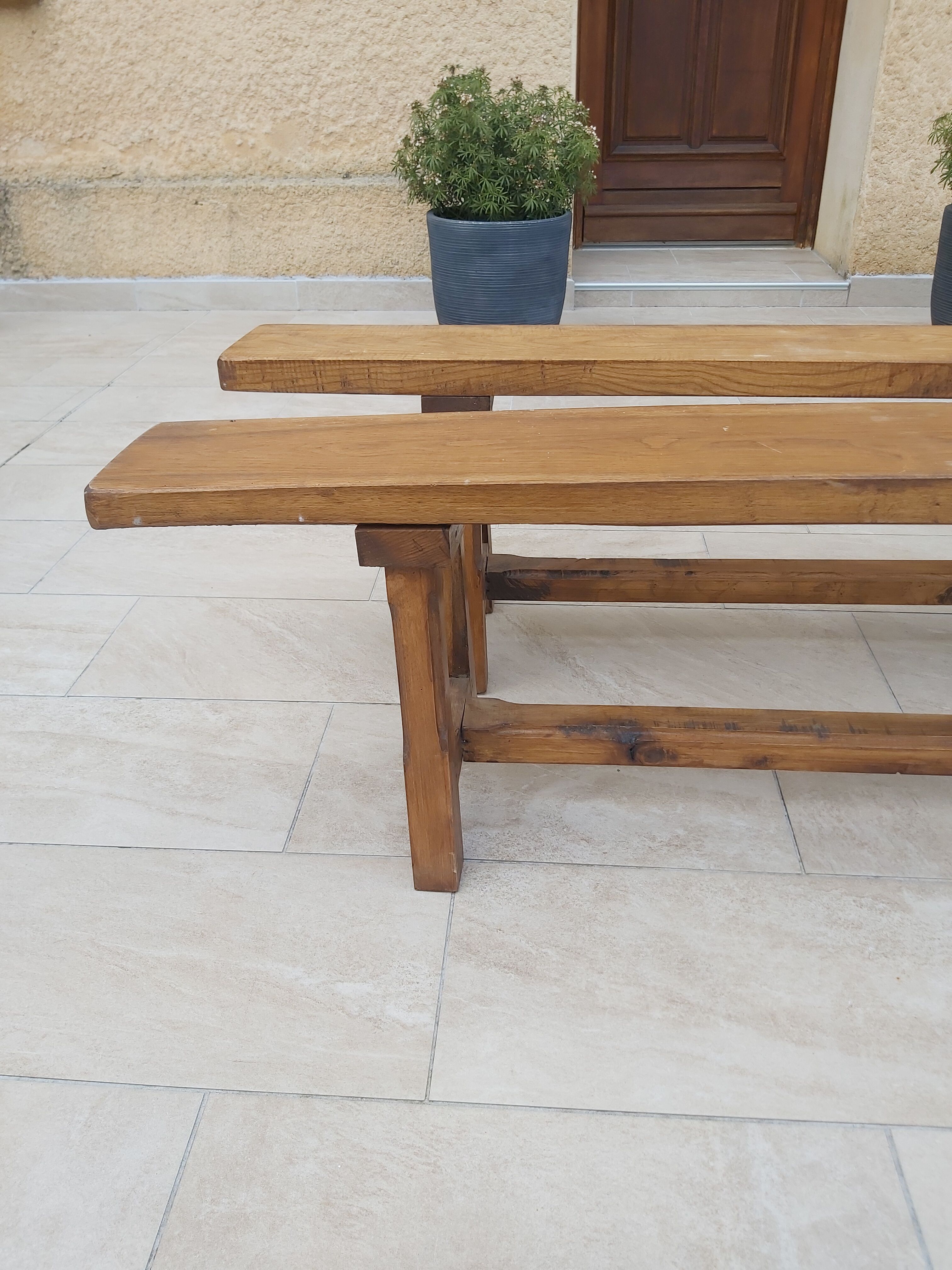 Paire de bancs de ferme 2m50