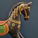 Black horse rocking wood painted old finish
